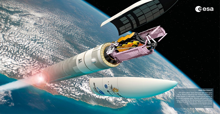 Webb lançado no Ariane 5 para desvendar os segredos do Universo